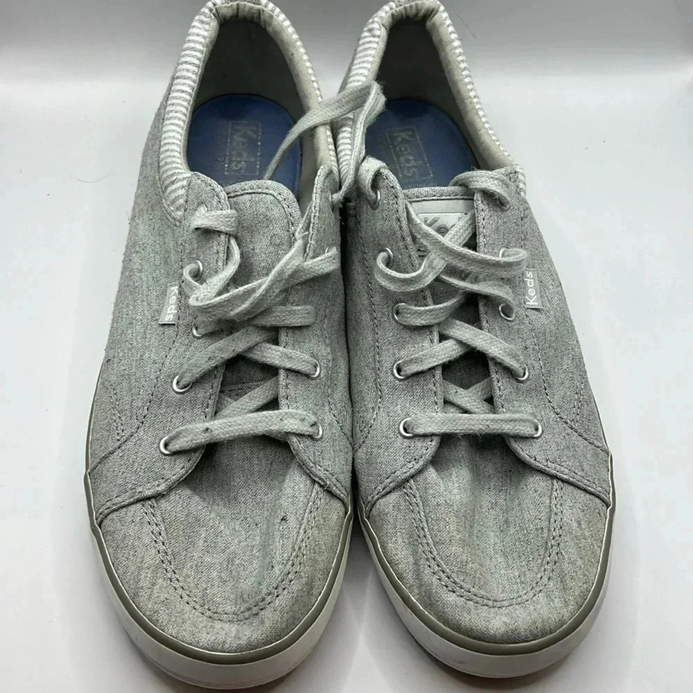 Keds Womens Chambray gray Stripe WF61858 Low Comfort Sneakers 11 Athletic casual